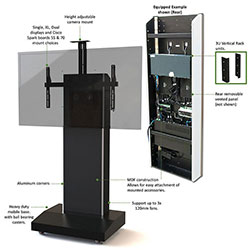 AVFi TP1000-S Mobile Telepresence Stand For Single/Dual Monitors ...